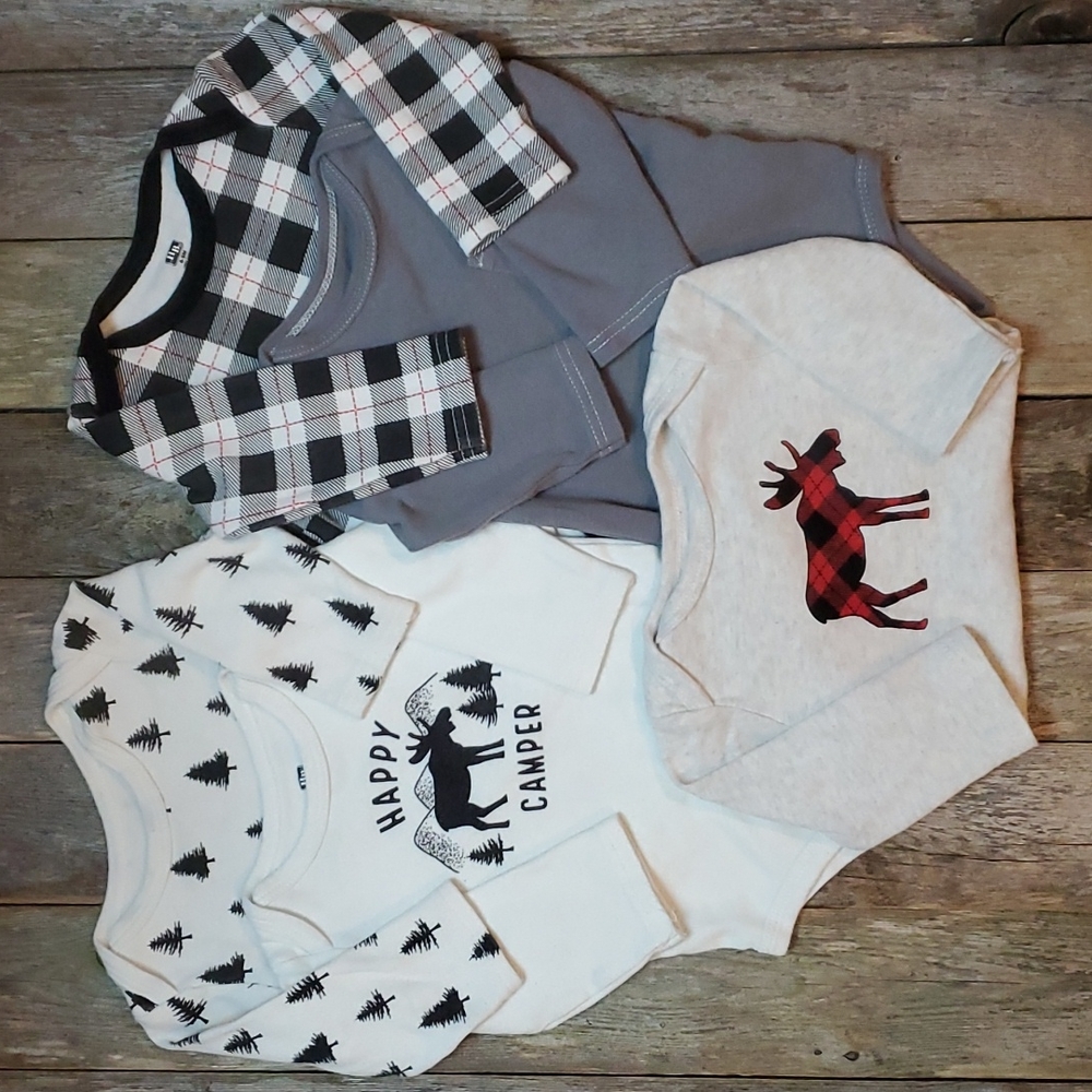 Hudson baby 5 pieces long sleeve onesie bodysuit 6/9 months bundle